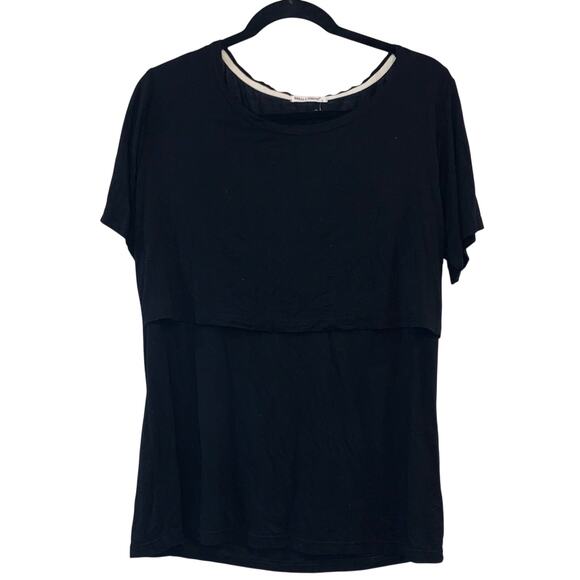 Smallshow Black Short Sleeve Nursing Tops Two - Picture 6 of 10